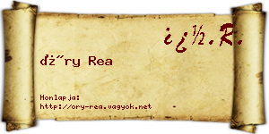 Őry Rea névjegykártya